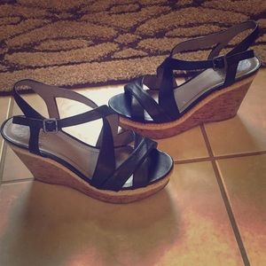 Vince Camuto Black Wedge Sandals